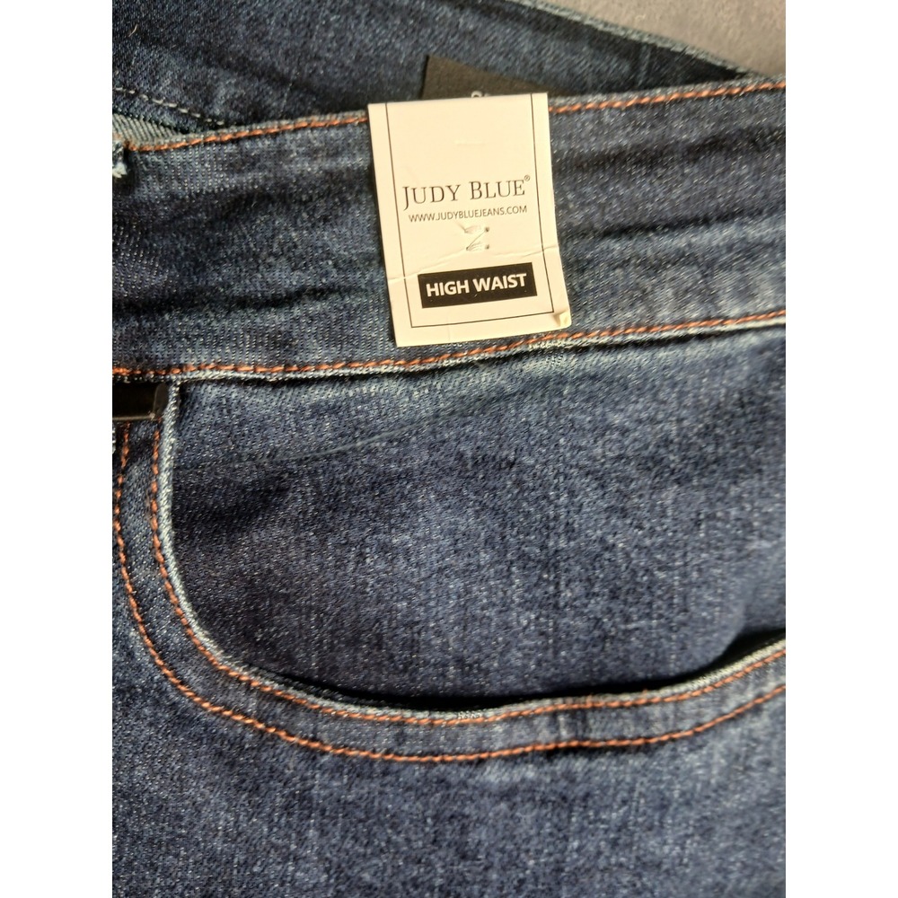 Judy Blue High Waist Button Fly Straight Leg Jeans Dark Blue JB88598DKWomens 14W - Picture 2 of 9